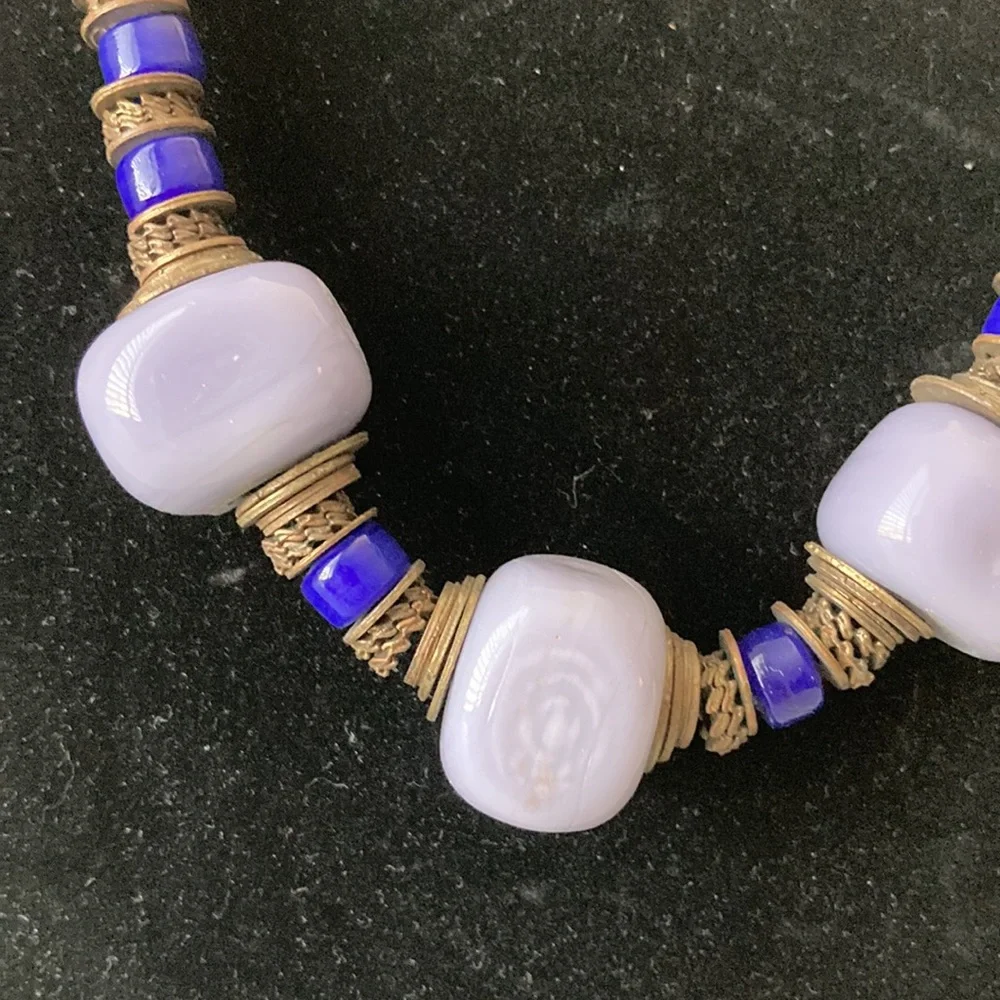 Murano Glass Necklace Artist Studio Made Purple Beads - Picture 4 of 8